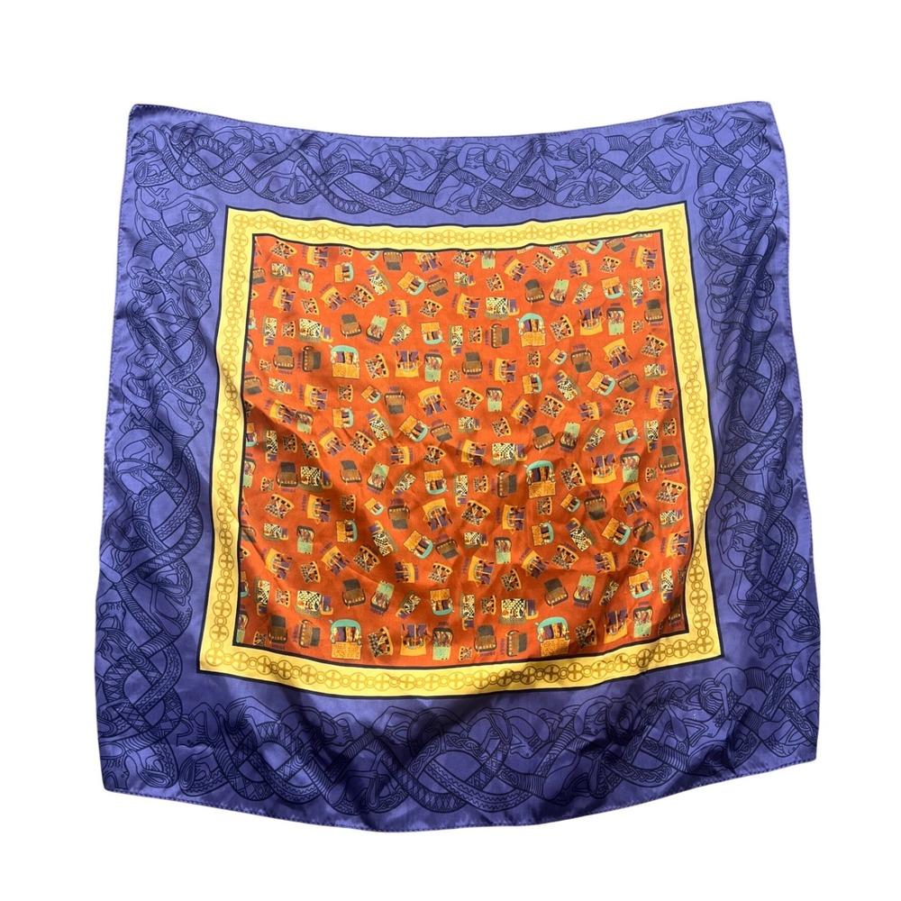 Polarella of Norway Scarf Womens OS Purple Orange Celtic Folk Art Square 34in